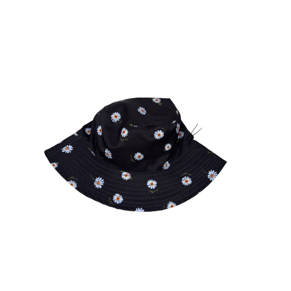 NWT Alice + Olivia Reversible Bucket Hat Womens One Size Black Daisy Floral